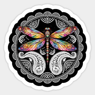 Magical Colorful Dragonfly Mandala Sticker